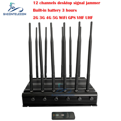 Masaüstü Mobil Telefon Sinyal Sakatlayıcı 34w 2G 3G 4G 5G GPSL1 L2 L5 WiFi VHF UHF 12 Anten