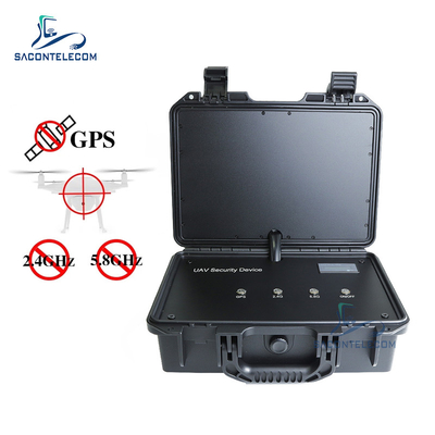 3 bantlı taşınabilir drone sinyali engelleyici WiFi GPS 65w Bavul UAV drone sinyali engelleyici